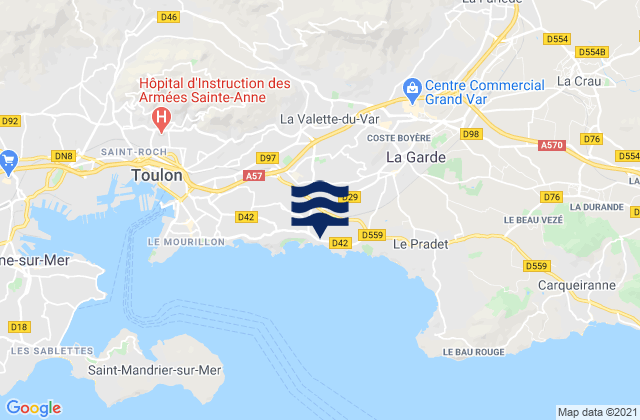 Karte der Gezeiten La Valette-du-Var, France