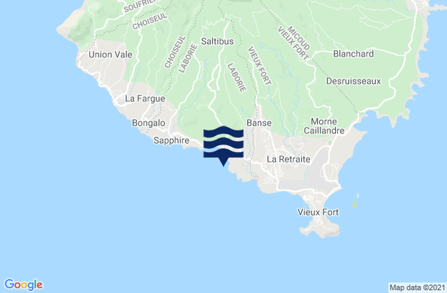 Karte der Gezeiten Laborie, Saint Lucia