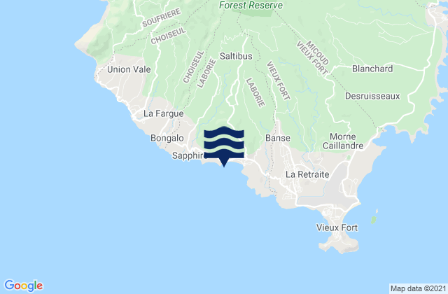 Karte der Gezeiten Laborie, Saint Lucia