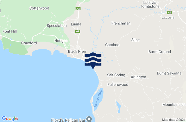 Karte der Gezeiten Lacovia, Jamaica