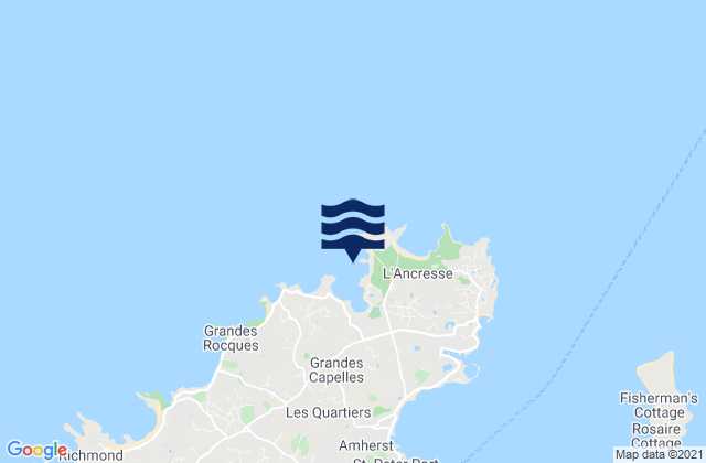 Karte der Gezeiten Ladies Bay Beach, France