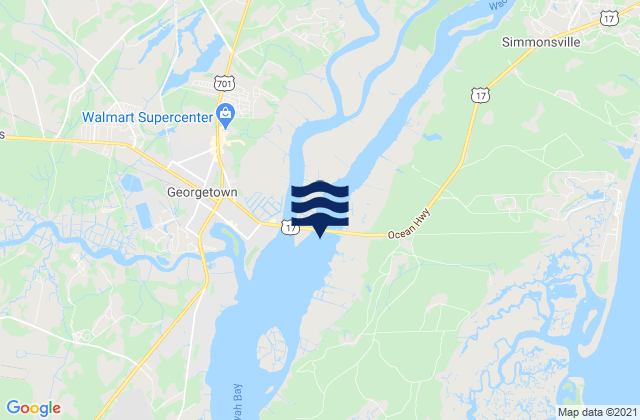 Karte der Gezeiten Lafayette swing bridge Waccamaw River, United States