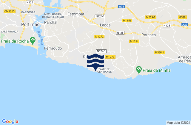 Karte der Gezeiten Lagoa, Portugal