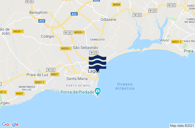 Karte der Gezeiten Lagos, Portugal