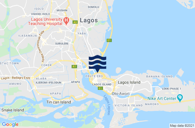 Karte der Gezeiten Lagos Island Local Government Area, Nigeria