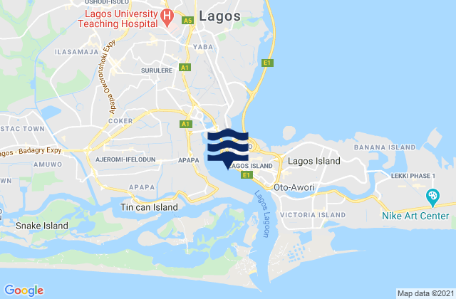 Karte der Gezeiten Lagos Lagos River, Nigeria