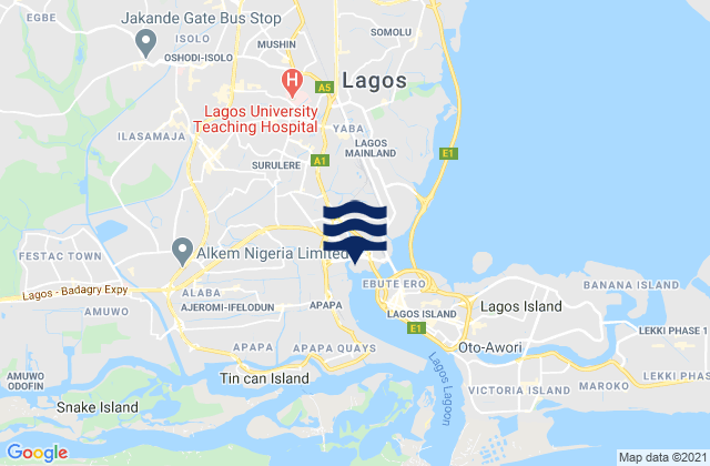 Karte der Gezeiten Lagos Mainland Local Government Area, Nigeria