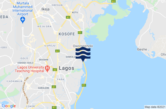Karte der Gezeiten Lagos State, Nigeria