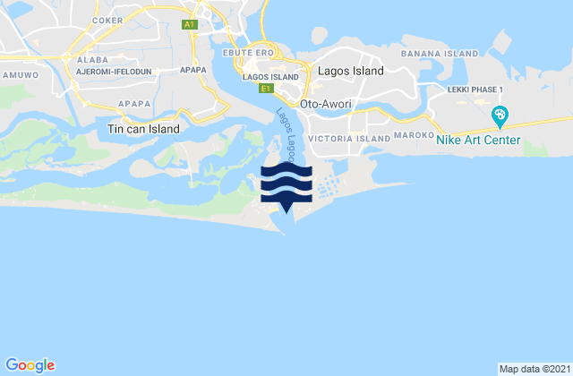 Karte der Gezeiten Lagos entrance, Nigeria
