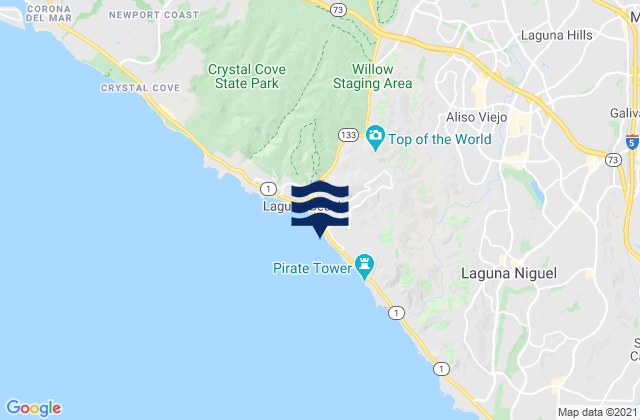 Karte der Gezeiten Laguna Beach (Brooks Street), United States