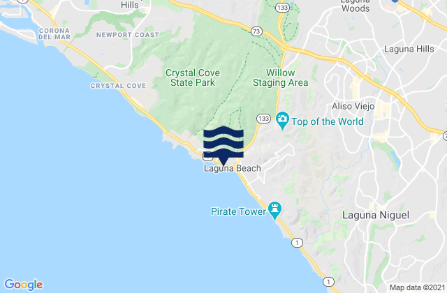 Karte der Gezeiten Laguna Beach - Rockpile, United States