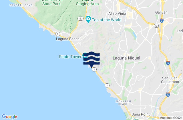Karte der Gezeiten Laguna Beach - South Crescent Bay, United States