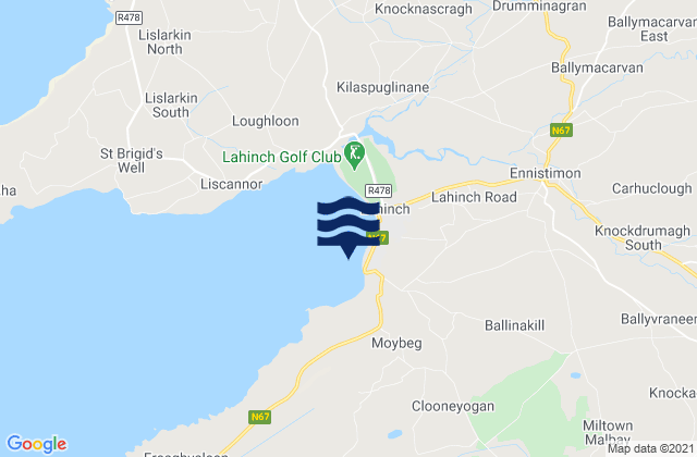 Karte der Gezeiten Lahinch - Cornish Left, Ireland