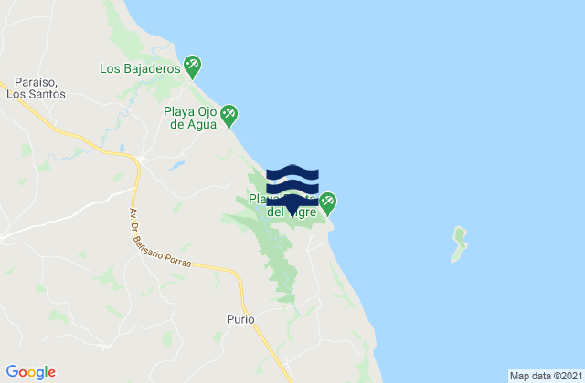 Karte der Gezeiten Lajamina, Panama