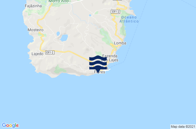 Karte der Gezeiten Lajens Flores Island, Portugal