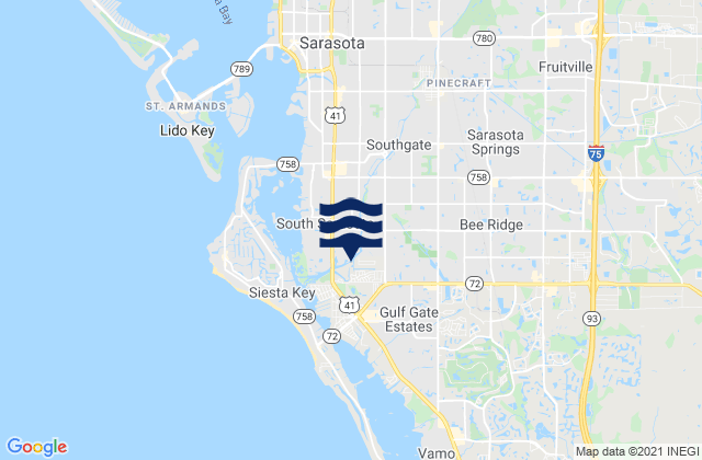 Karte der Gezeiten Lake Sarasota, United States