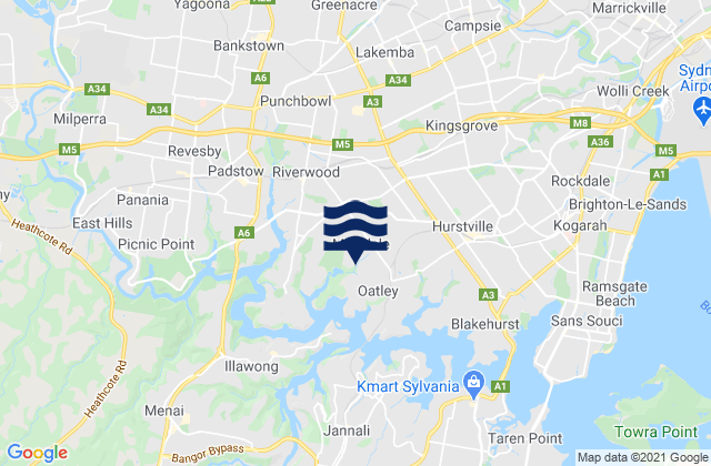 Karte der Gezeiten Lakemba, Australia