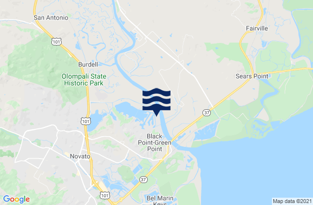 Karte der Gezeiten Lakeville (Petaluma River), United States