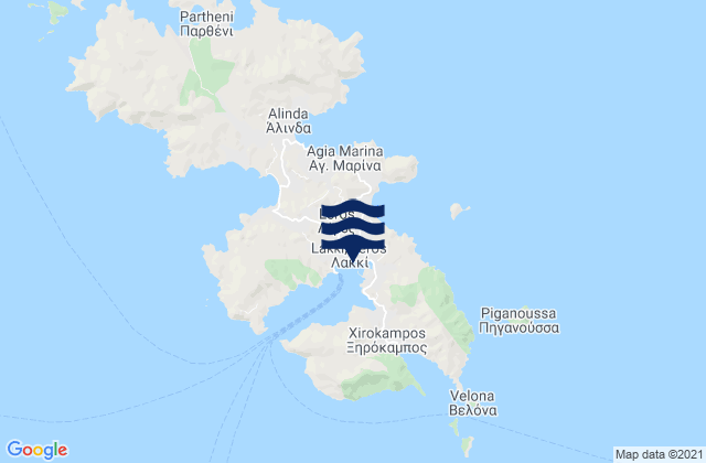 Karte der Gezeiten Lakkí, Greece