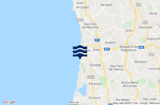 Karte der Gezeiten Lamas, Portugal