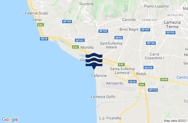Karte der Gezeiten Lamezia Terme, Italy