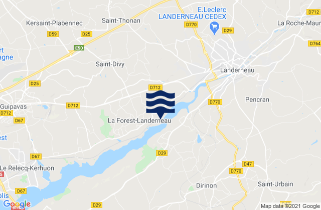 Karte der Gezeiten Landerneau, France