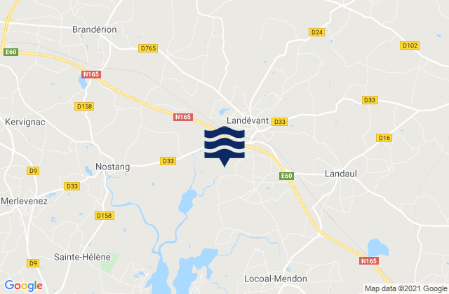 Karte der Gezeiten Landévant, France