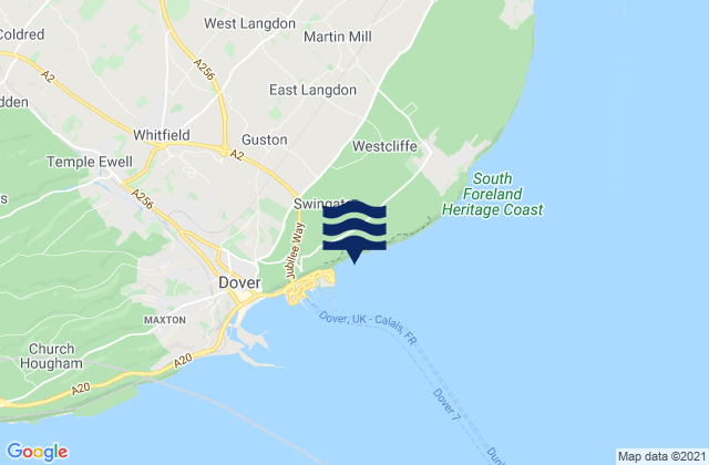 Karte der Gezeiten Langdon Bay, United Kingdom