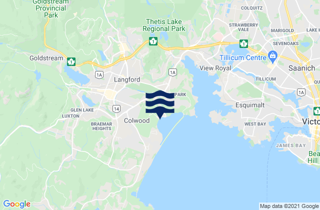Karte der Gezeiten Langford, Canada