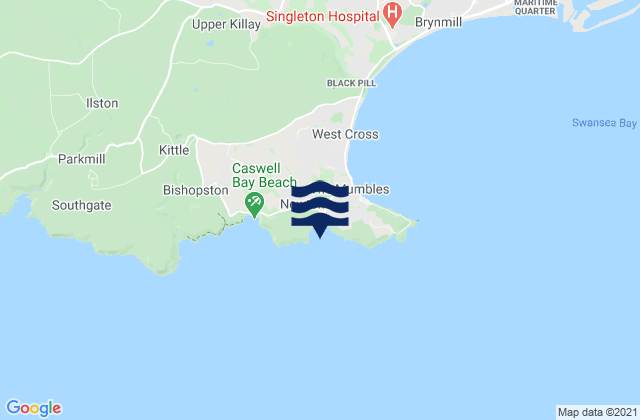 Karte der Gezeiten Langland Bay Beach, United Kingdom