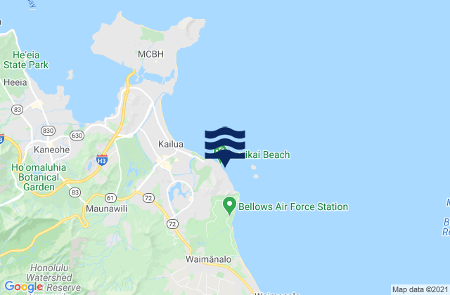 Karte der Gezeiten Lanikai Beach, United States