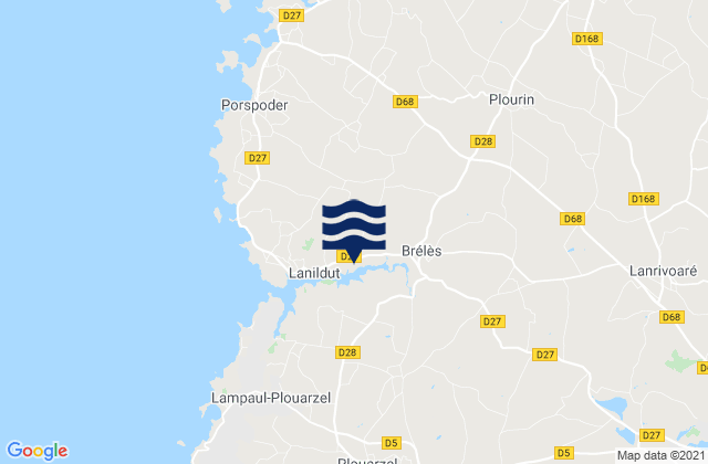 Karte der Gezeiten Lanrivoaré, France