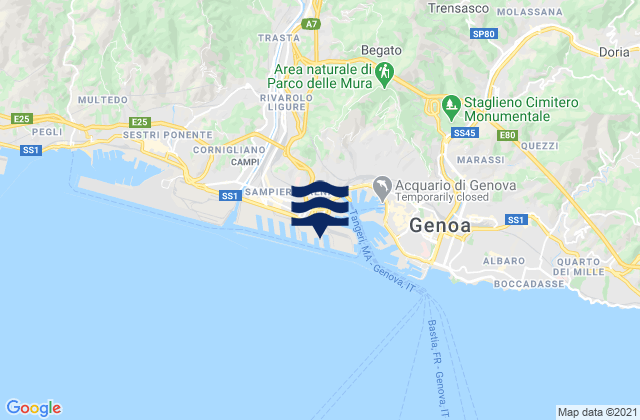 Karte der Gezeiten Lanterna, Italy