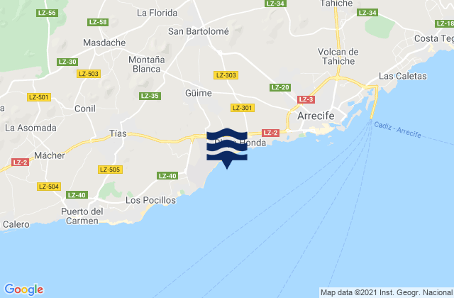 Karte der Gezeiten Lanzarote, Spain