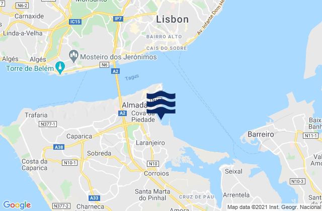 Karte der Gezeiten Laranjeiro, Portugal
