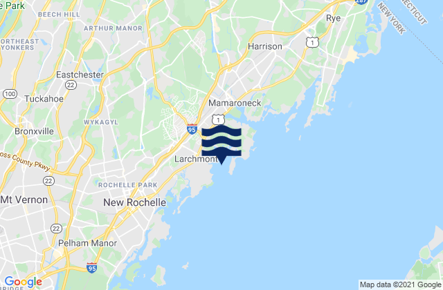 Karte der Gezeiten Larchmont Harbor, United States