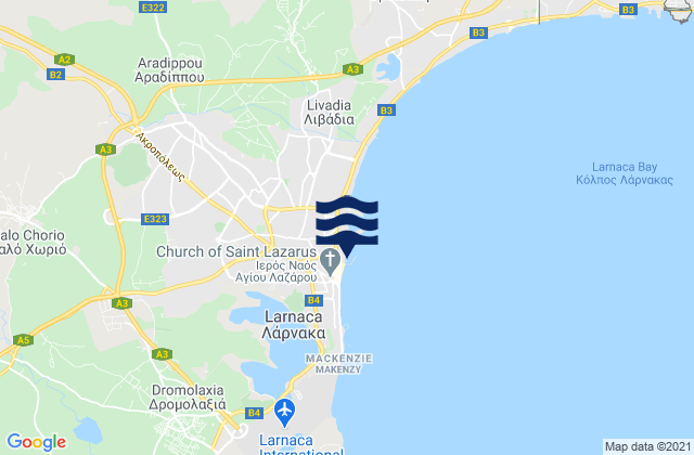 Karte der Gezeiten Larnaca, Cyprus