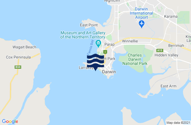 Karte der Gezeiten Larrakeyah, Australia