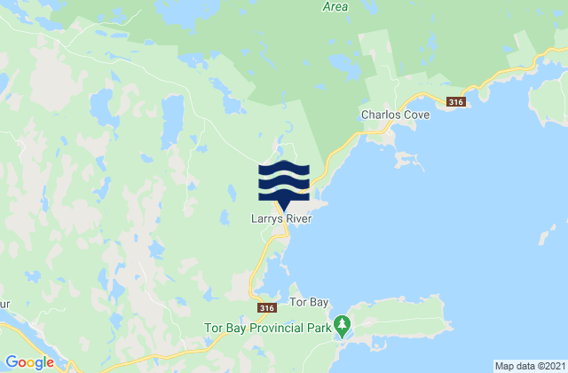 Karte der Gezeiten Larrys River, Canada