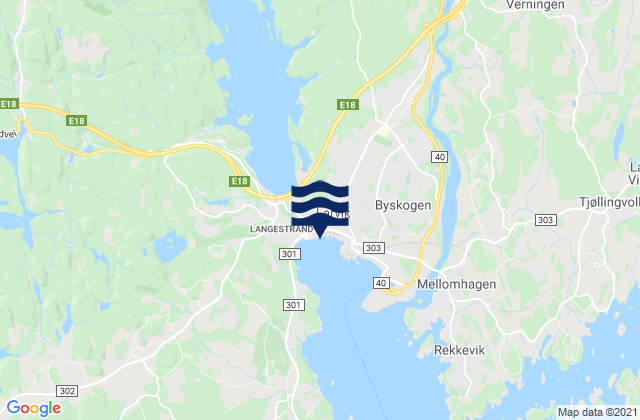 Karte der Gezeiten Larvik, Norway
