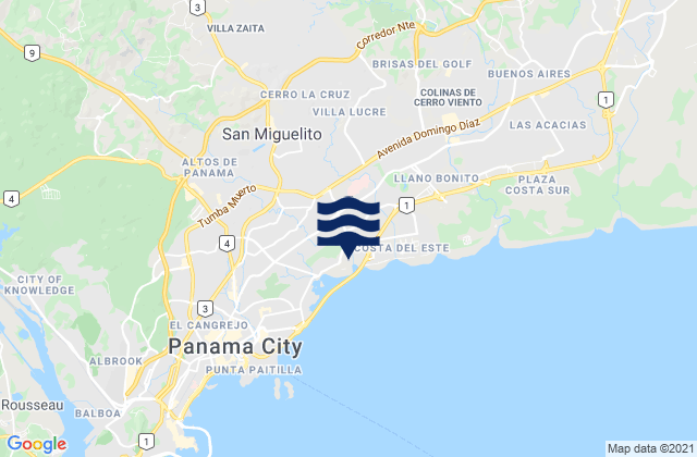 Karte der Gezeiten Las Cumbres, Panama