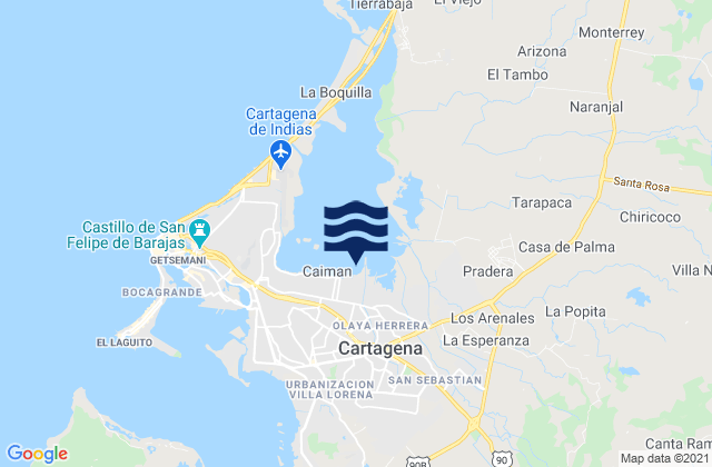 Karte der Gezeiten Las Gaviotas, Colombia