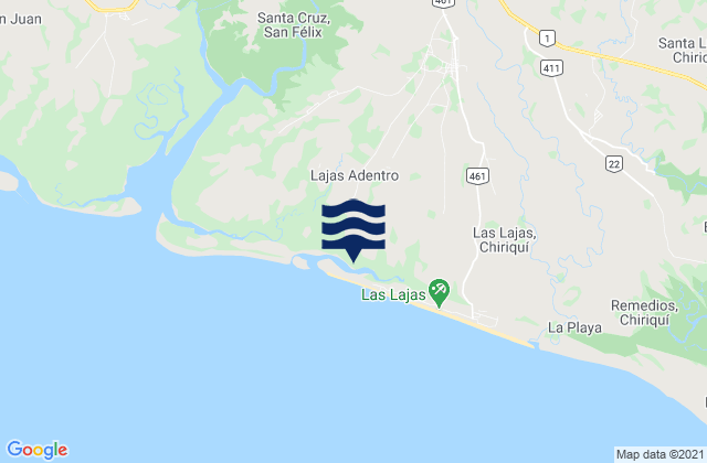 Karte der Gezeiten Las Lajas, Panama