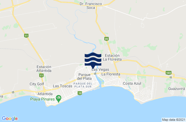 Karte der Gezeiten Las Toscas, Uruguay