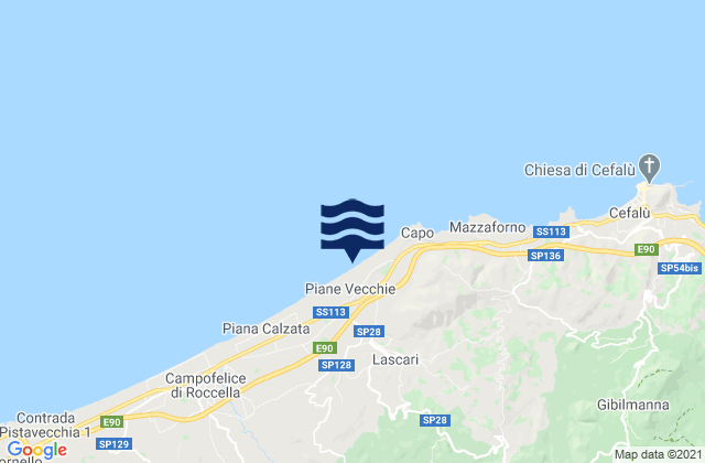 Karte der Gezeiten Lascari, Italy