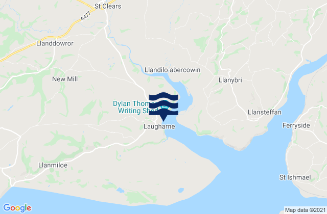 Karte der Gezeiten Laugharne Beach, United Kingdom