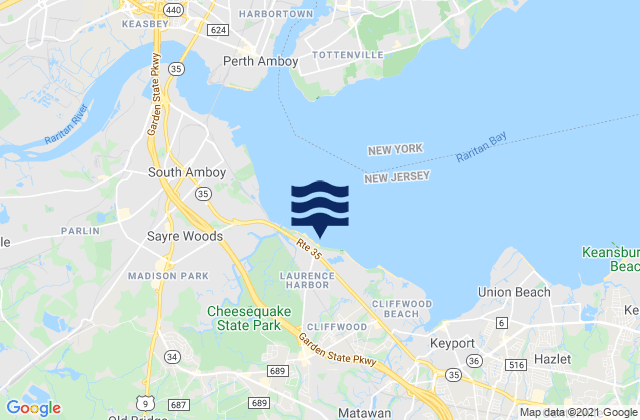 Karte der Gezeiten Laurence Harbor Beach, United States