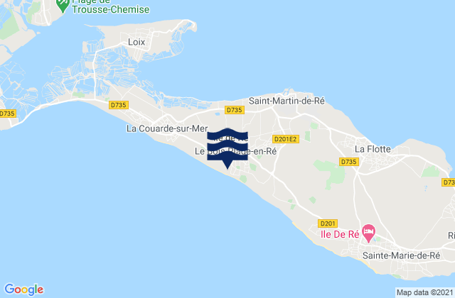 Karte der Gezeiten Le Bois-Plage-en-Ré, France