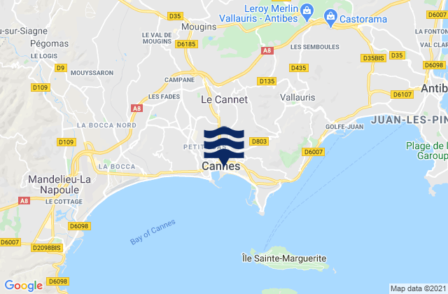 Karte der Gezeiten Le Cannet, France