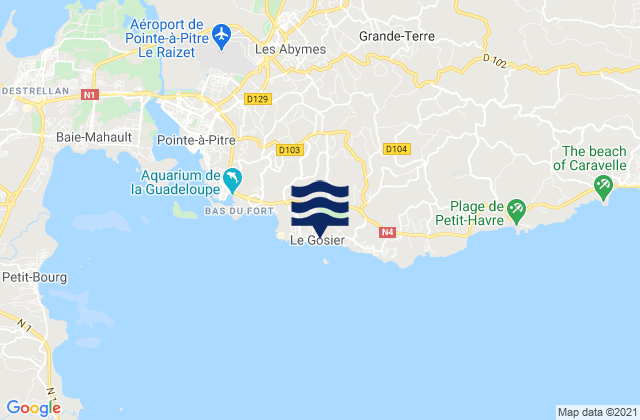 Karte der Gezeiten Le Gosier, Guadeloupe